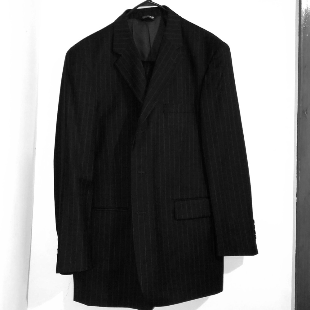 Stafford Suit - charcoal gray pin striped size